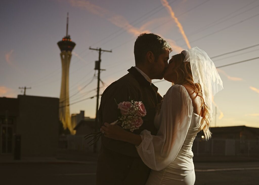 Couple's photoshoot in Vegas backdrop