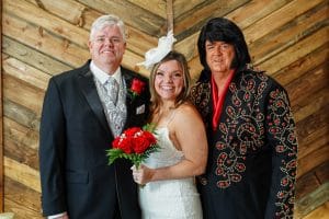 Elvis Vow Renewal at The Little Vegas Chapel Wood Background