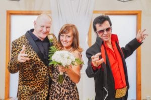 Elvis with Wedding Couple