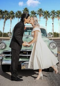 Married Couple Photo Shoot in Vegas with Vintage Car