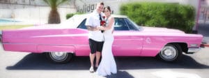 Vow Renewal with Pink Cadillac at Wedding Chapel