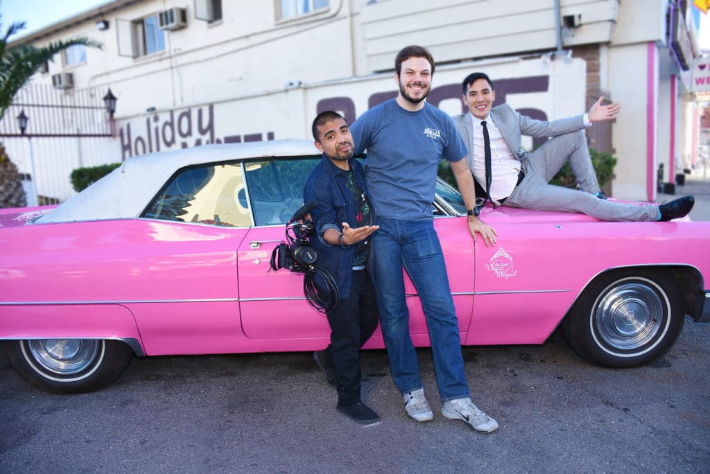 Buzzfeed and Team with Iconic Pink Cadillac at The Little Vegas Chapel