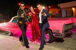 Elvis Wedding Package with Pink Vintage Car at the Little Vegas Chapel