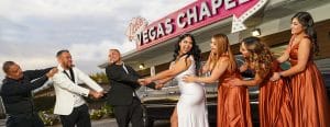 Little Vegas Chapel Wedding With Groomsmen and Bridesmaids