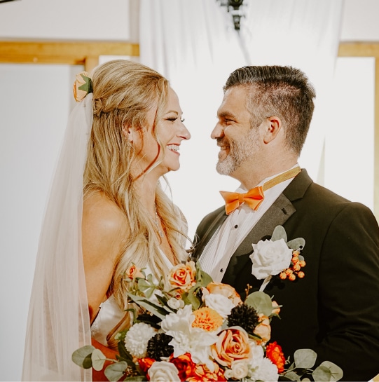 An image of bride and groom during vow renewals ceremony